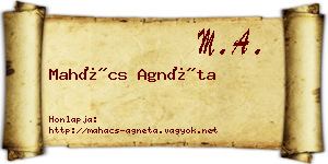 Mahács Agnéta névjegykártya